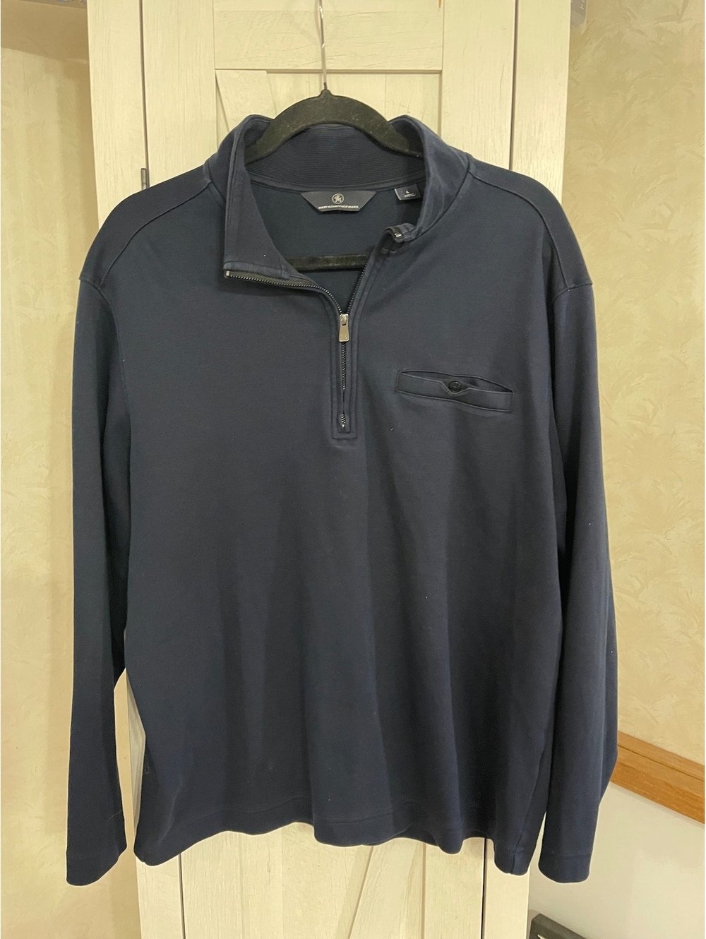 Hart Schaffner Marx Men's Navy Blue Quarter-Zip Pullover Sweater Size Large